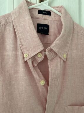 J. Crew Slim Short-Sleeve Button-Down Shirt in Pale Pink Size M